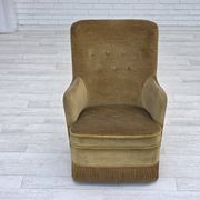 Fauteuil danois en velours vert, années 1970