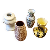 Set of 4 vases in earthenware and terracotta.