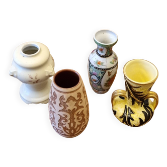 Set of 4 vases in earthenware and terracotta.