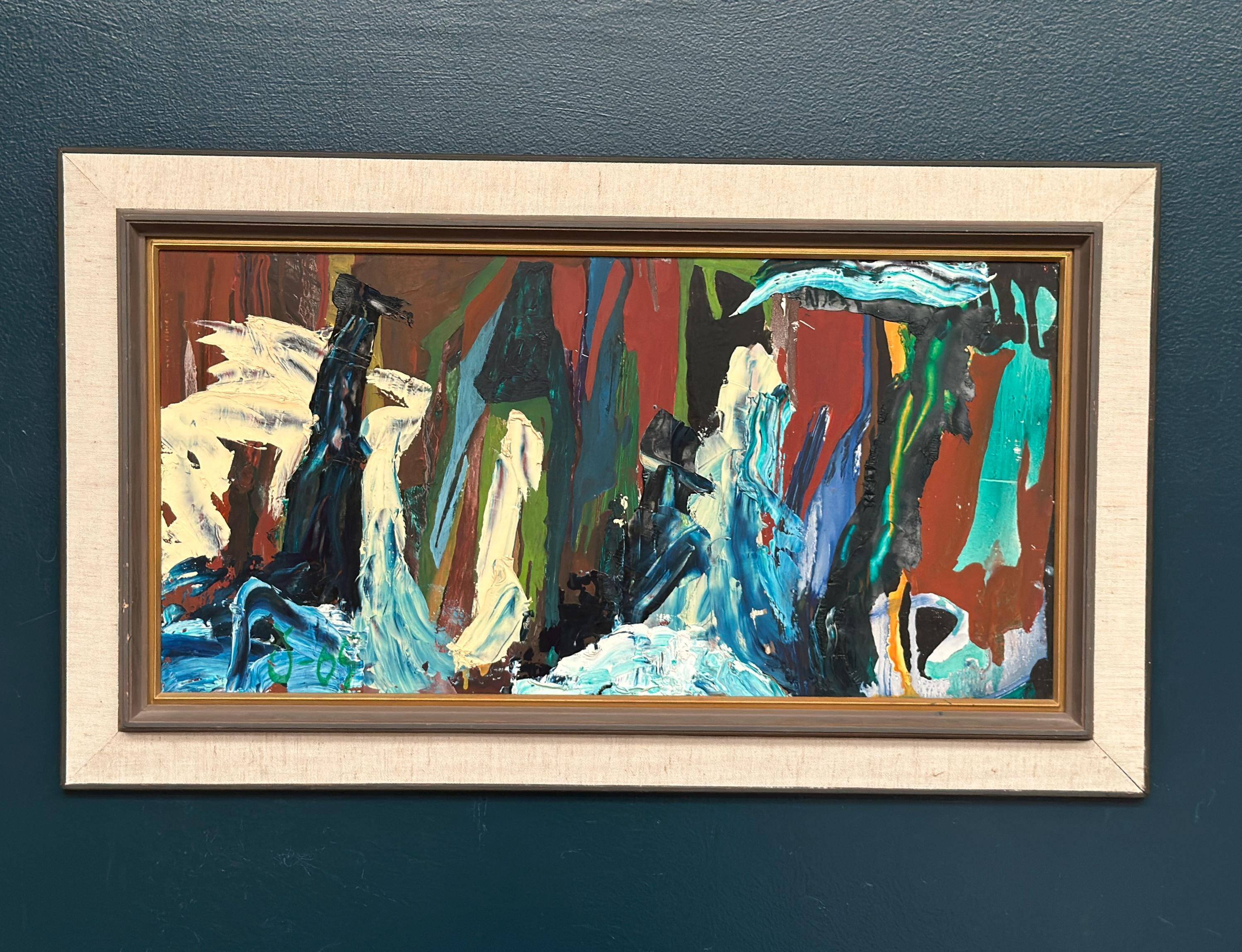 Huile sur panneau d'origine suédoise – “Composition” monogrammée “O”