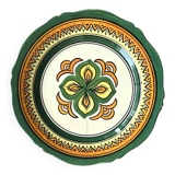Henriot Quimper Breton earthenware plate – green-yellow-orange geometric pattern – Ø 24 cm