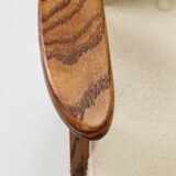 Vintage Lounge Chair Oak Wood and Bouclè Fabric Scandinavian Design