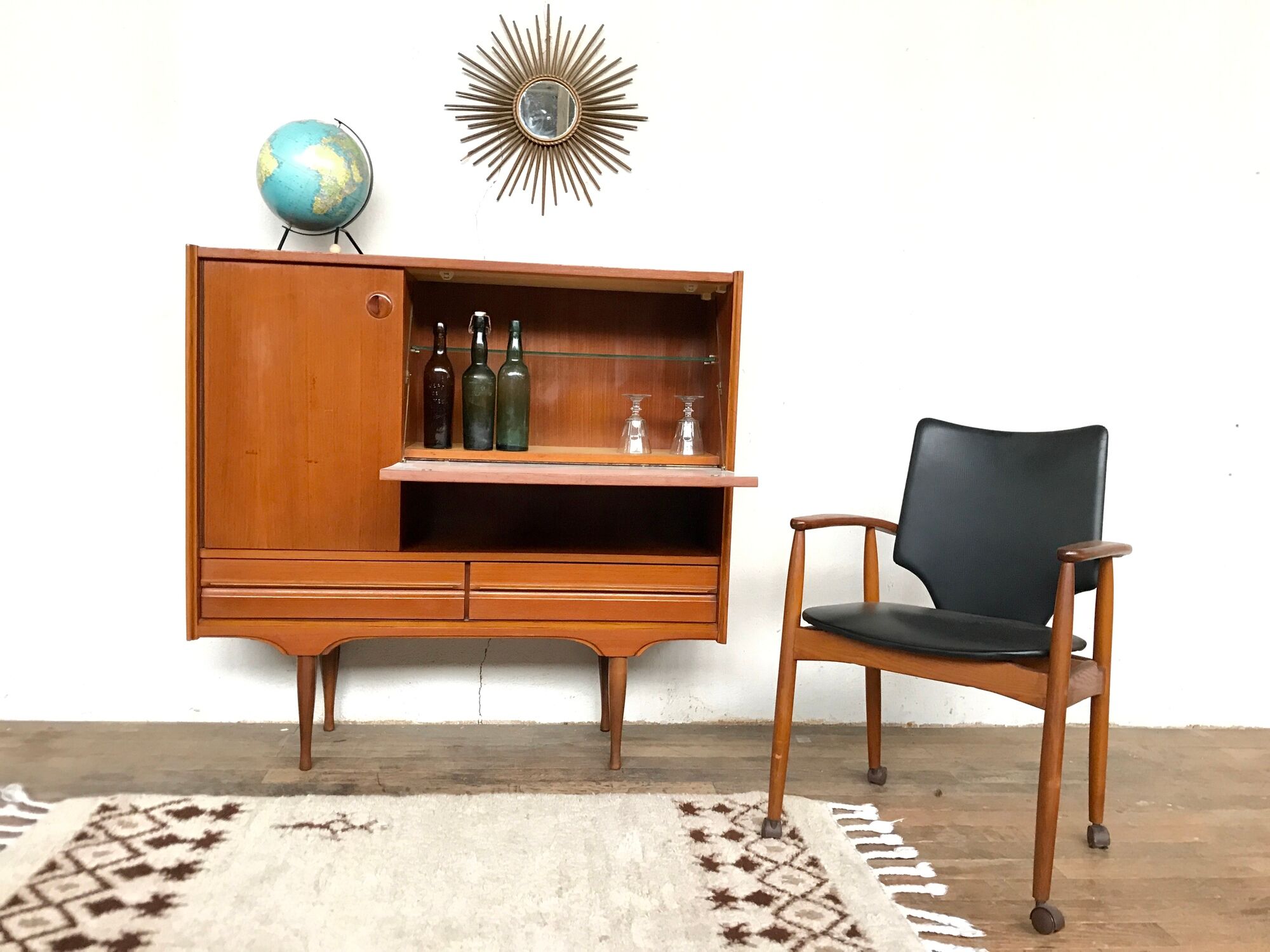 Scandinavian high sideboard in teak 1960s