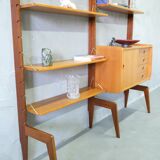 Mid-Century Modular Free-Standing Teak Wall Unit  by John Texmon for Blindheim Mobelfabrik, Norway,
