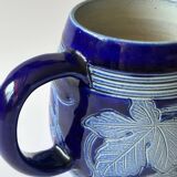 Gros mug vintage en grès bleu