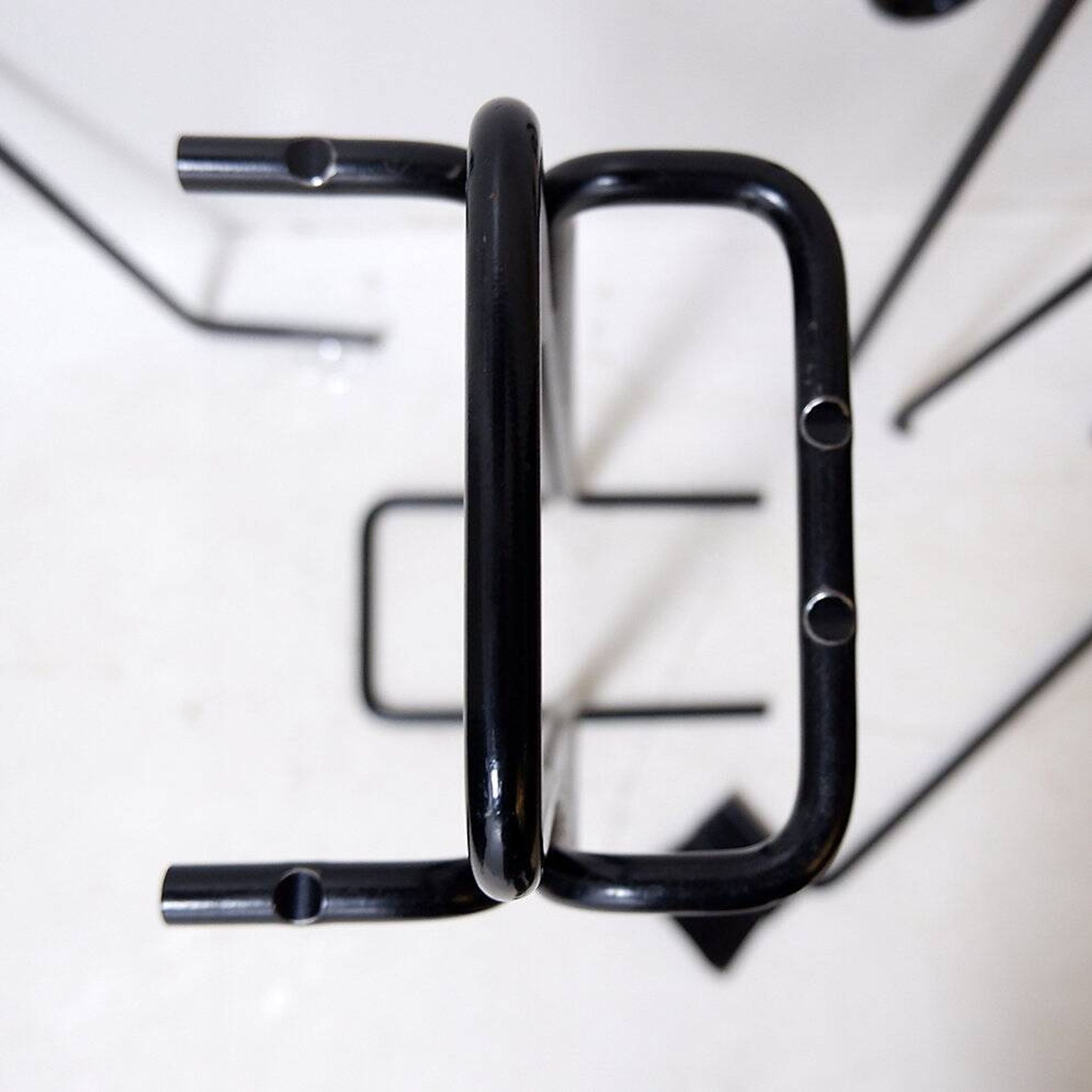 Minimalist black metal fireplace accessory set 'Mace-Line' by Ann Maes - 1970s