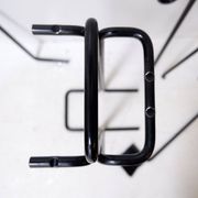 Minimalist black metal fireplace accessory set 'Mace-Line' by Ann Maes - 1970s