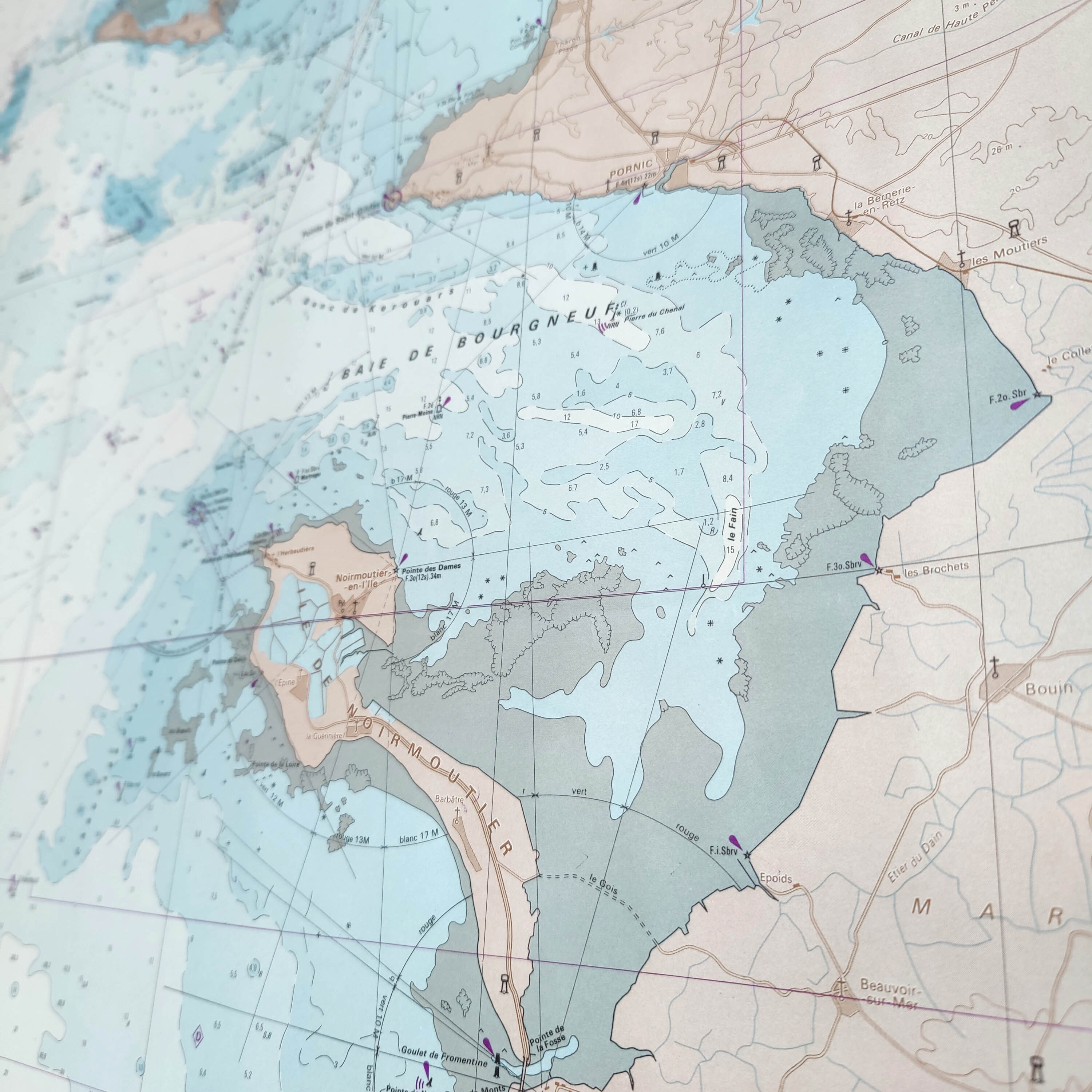 Map of the West Coast of France from Belle Ile to Noirmoutier Island 1981