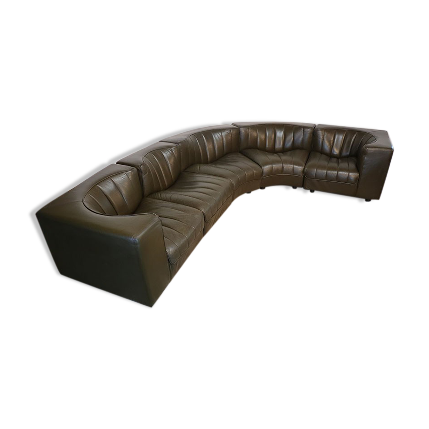 Modular vintage leather sofa by Tito Agnoli for Mobilier International 1970