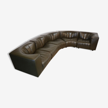 Modular vintage leather sofa by Tito Agnoli for Mobilier International 1970