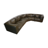 Modular vintage leather sofa by Tito Agnoli for Mobilier International 1970