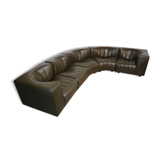 Modular vintage leather sofa by Tito Agnoli for Mobilier International 1970
