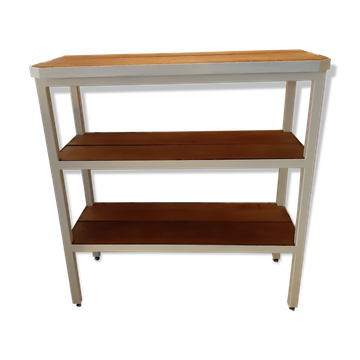 Console industrielle fer et bois exotique