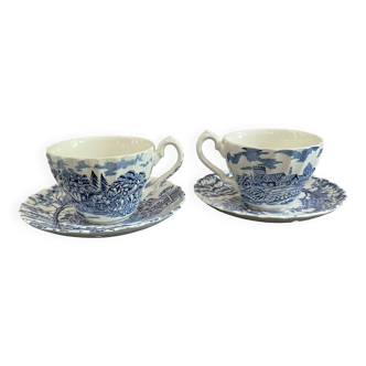Lot 2 old cups + English porcelain saucers