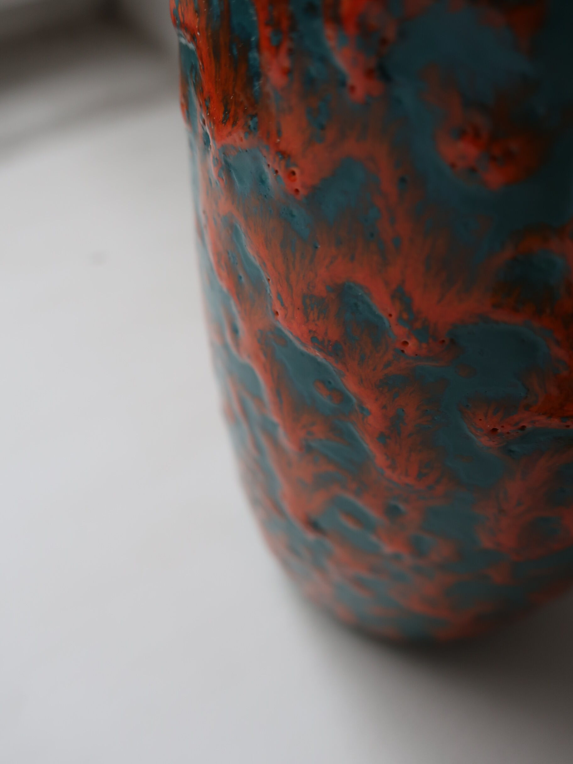 Blue and coral west Germany vase