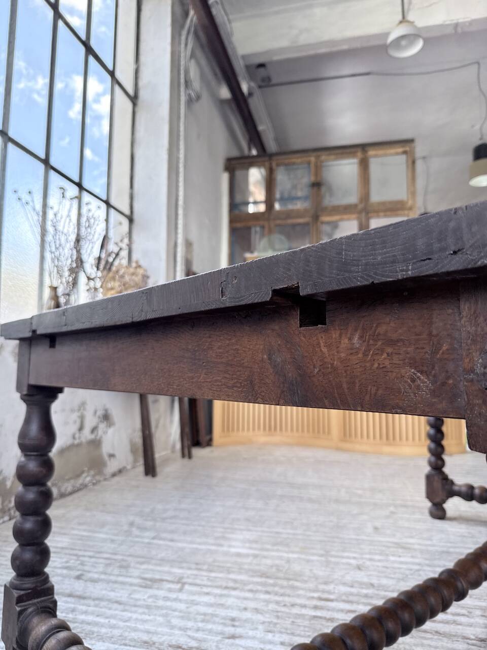 Solid oak table 1900 drapery style XL 280cm with extensions