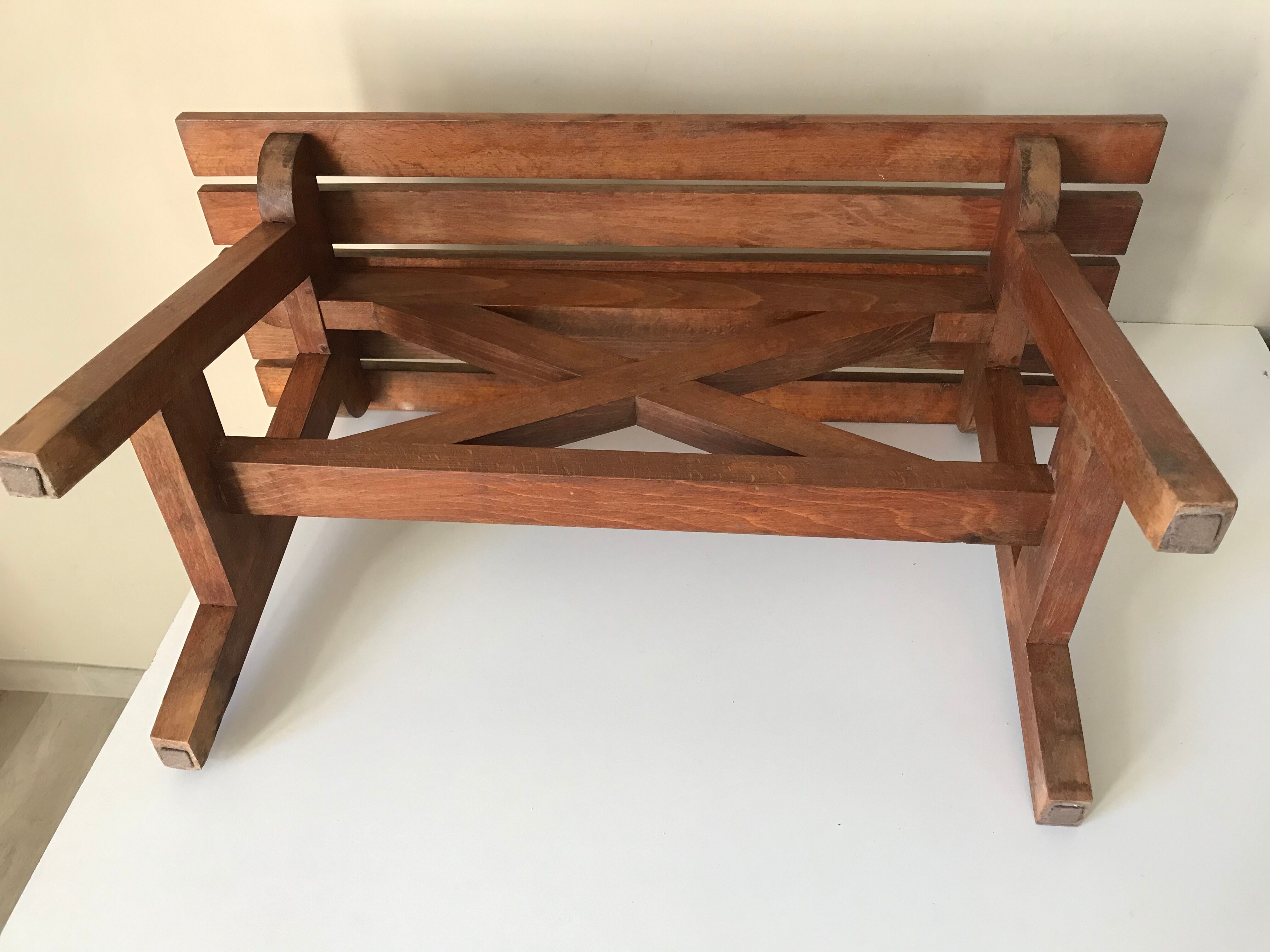Vintage oak bench years 60