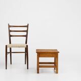 Industrial brutalist wooden stool, Belgium ca. 1920