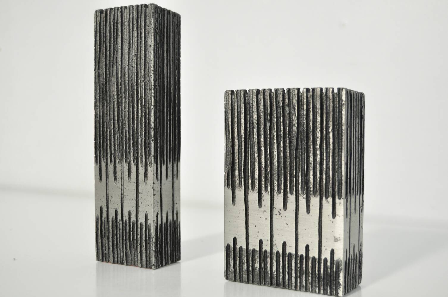 Cast aluminum brutalist vases designed by artist Willy Ceysens, Belgium 1960s