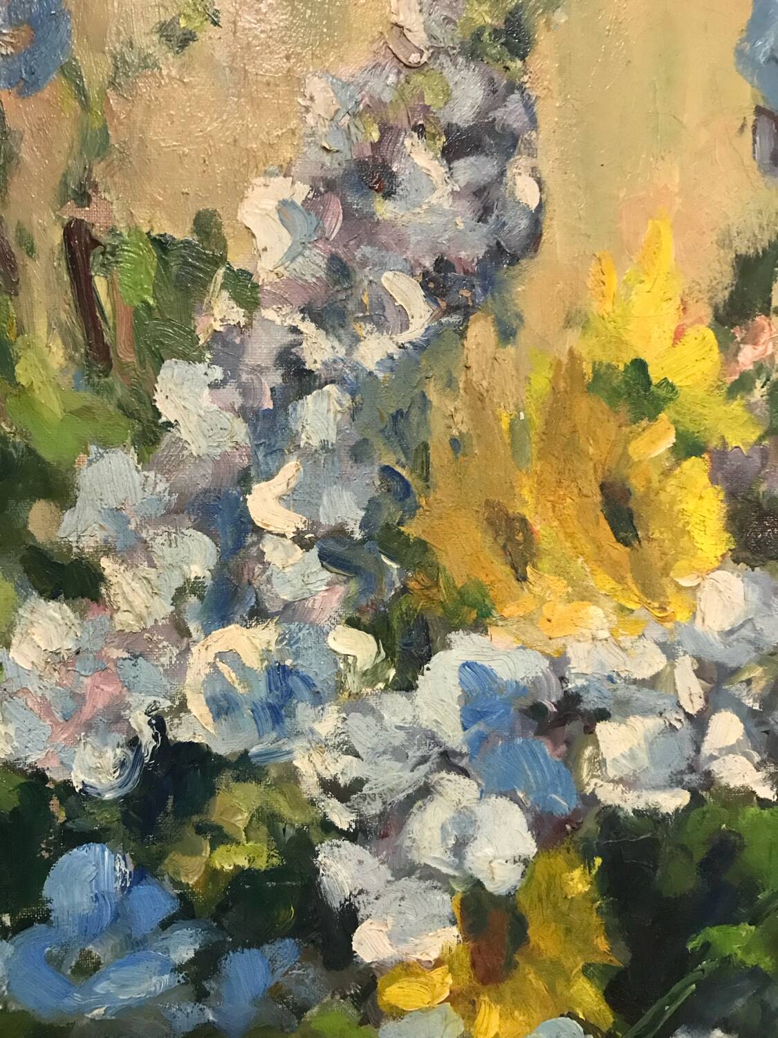 Large Painting, Oil On Canvas, Bouquet Of Flowers, Signed Barjan