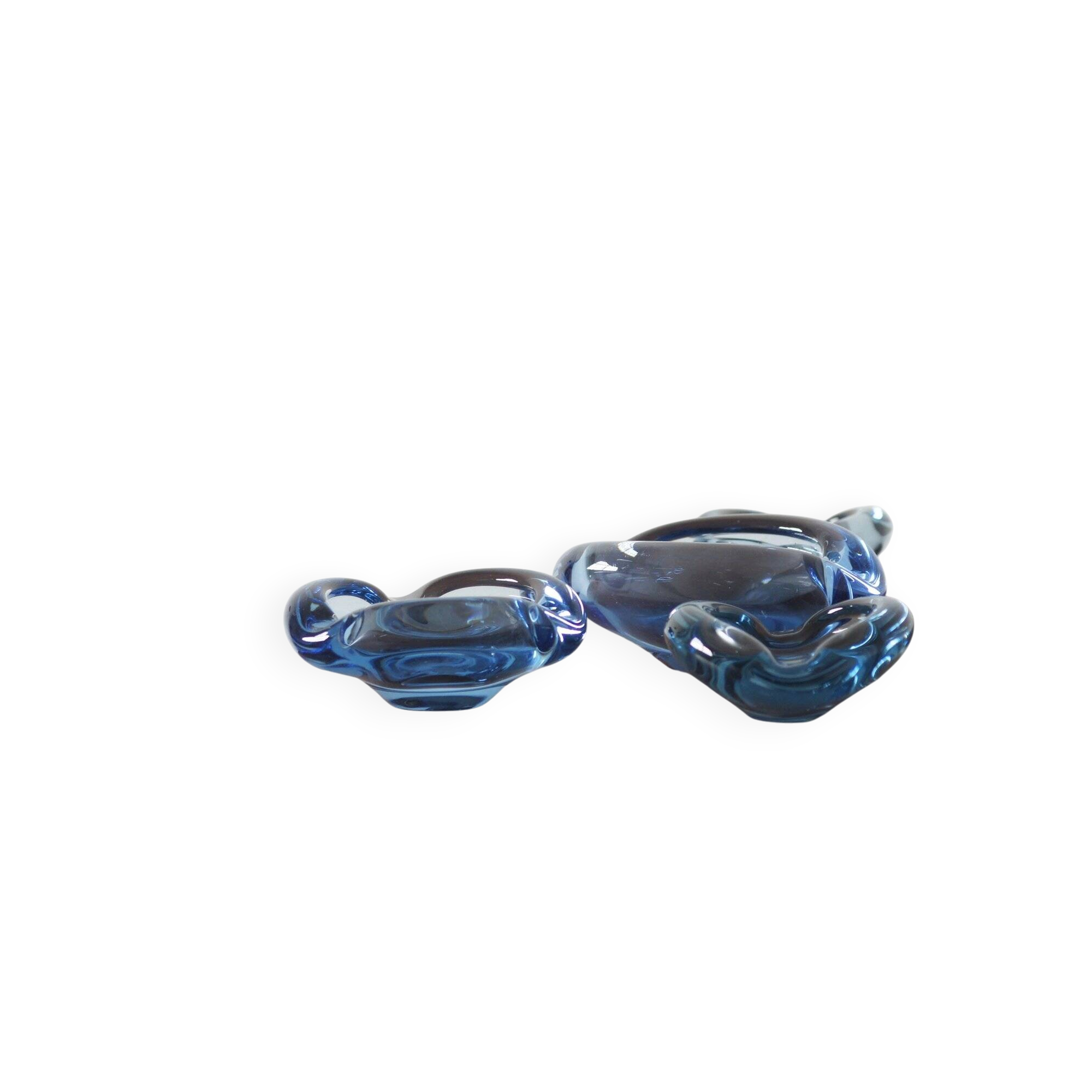 Glass ashtray by Lütken for Holmegaard, 1950s, set of 2