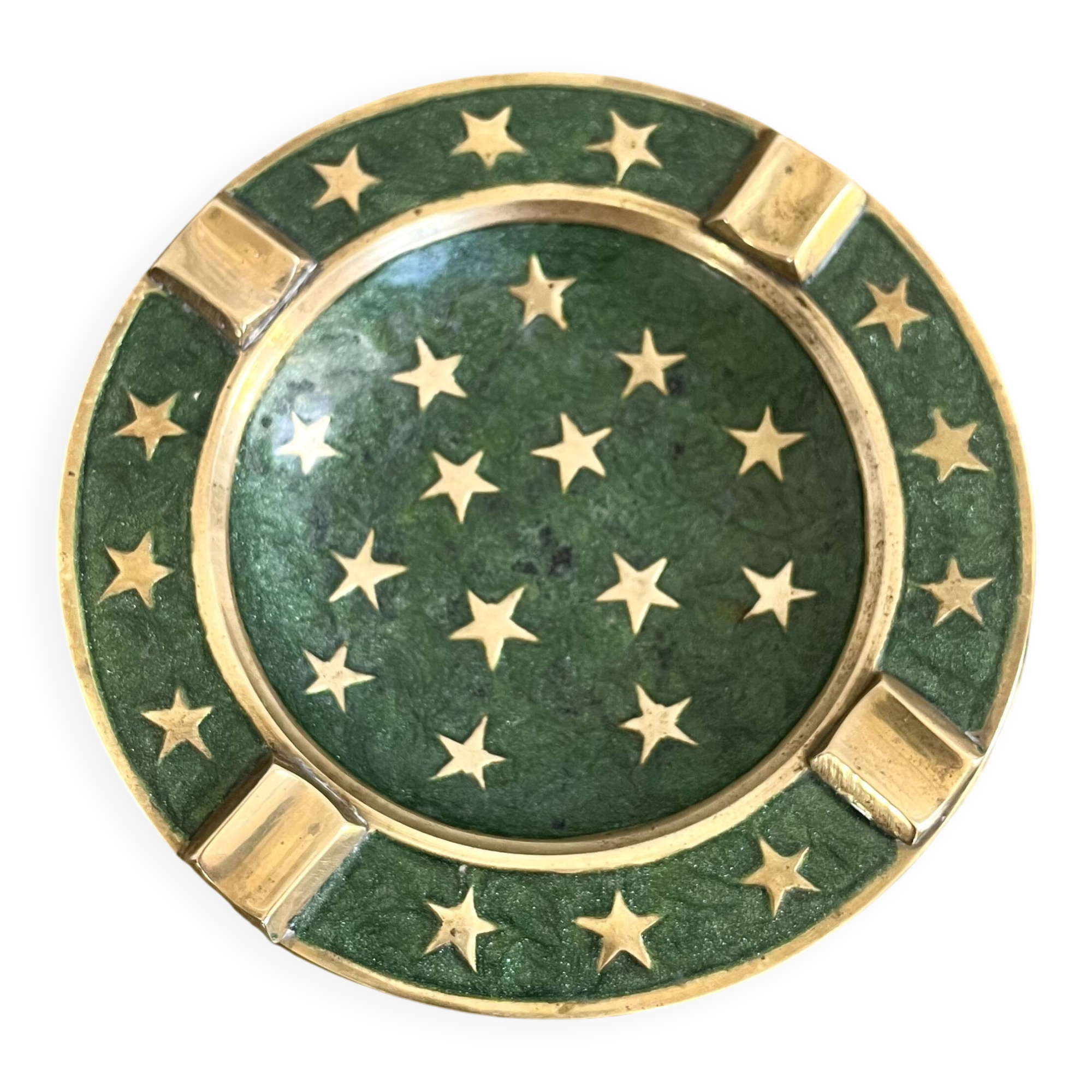 Cloisonné brass ashtray with star decoration