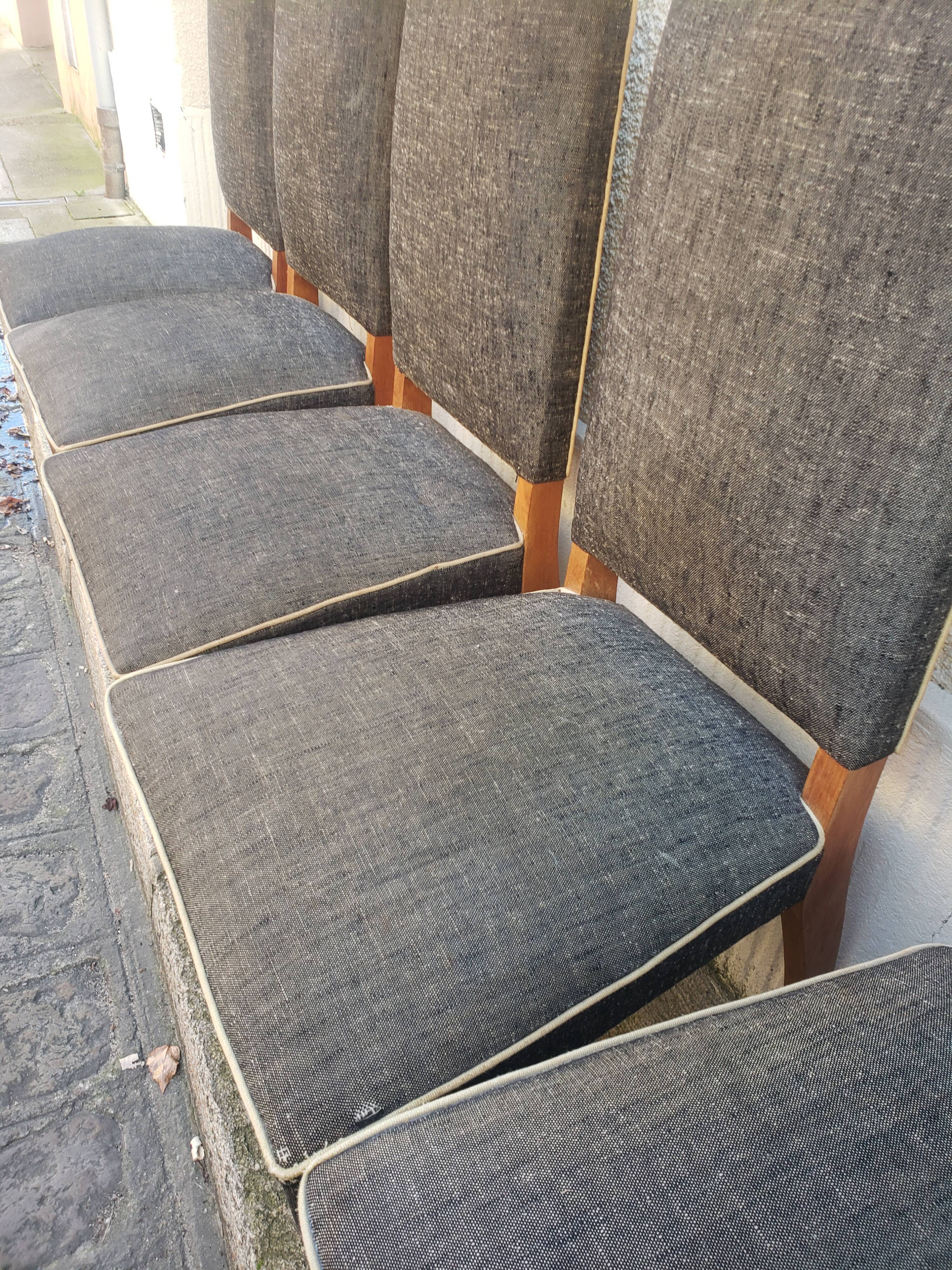 8 vintage chairs lined grey black