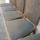 8 vintage chairs lined grey black