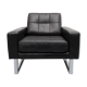 Fauteuil en cuir des années 1970 avec pieds chromés