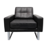 1970s leather chair with chromed legs