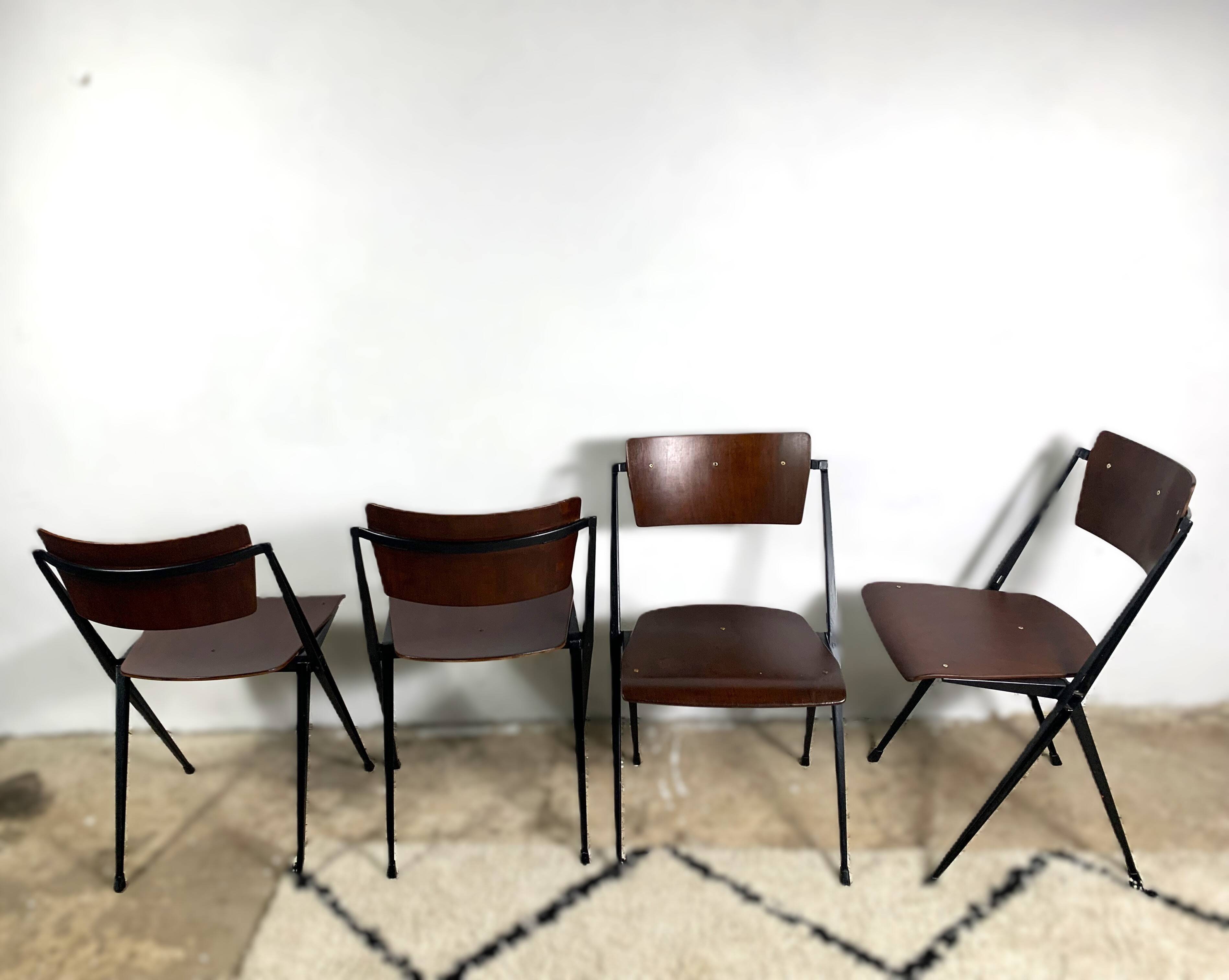 Pyramid Chairs By Wim Rietveld, Set Of 4