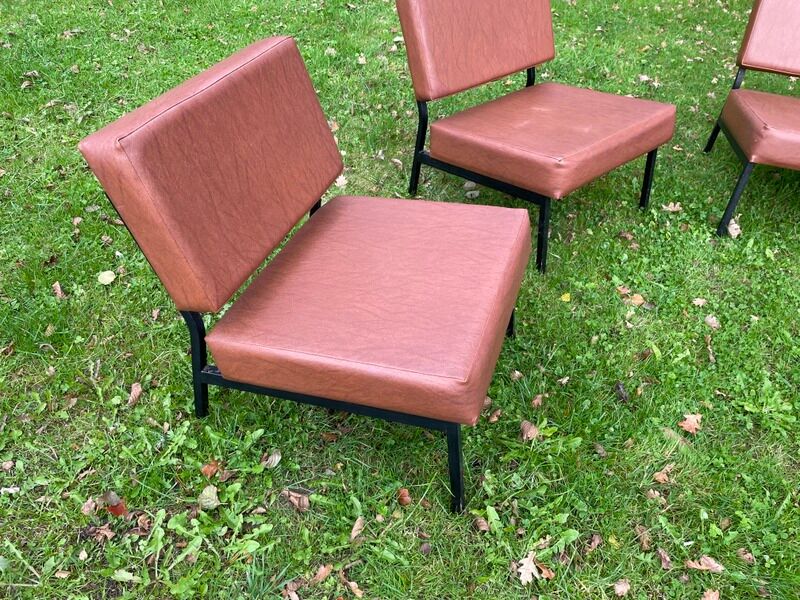 Vintage drivers, Armchair, Metalor French manufacture set of 4