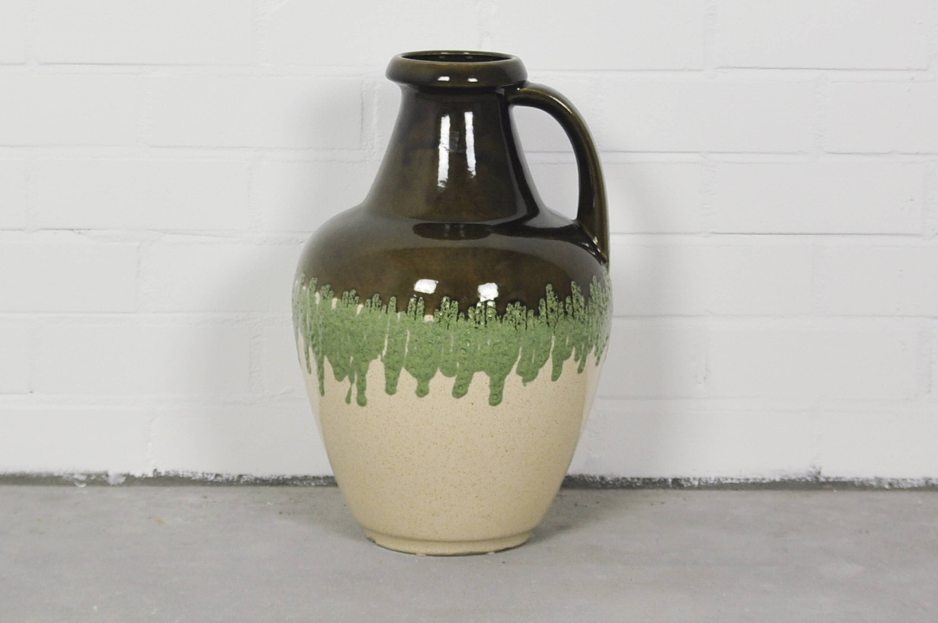 vase de sol vintage vert et beige Allemagne de l’Ouest Bay
