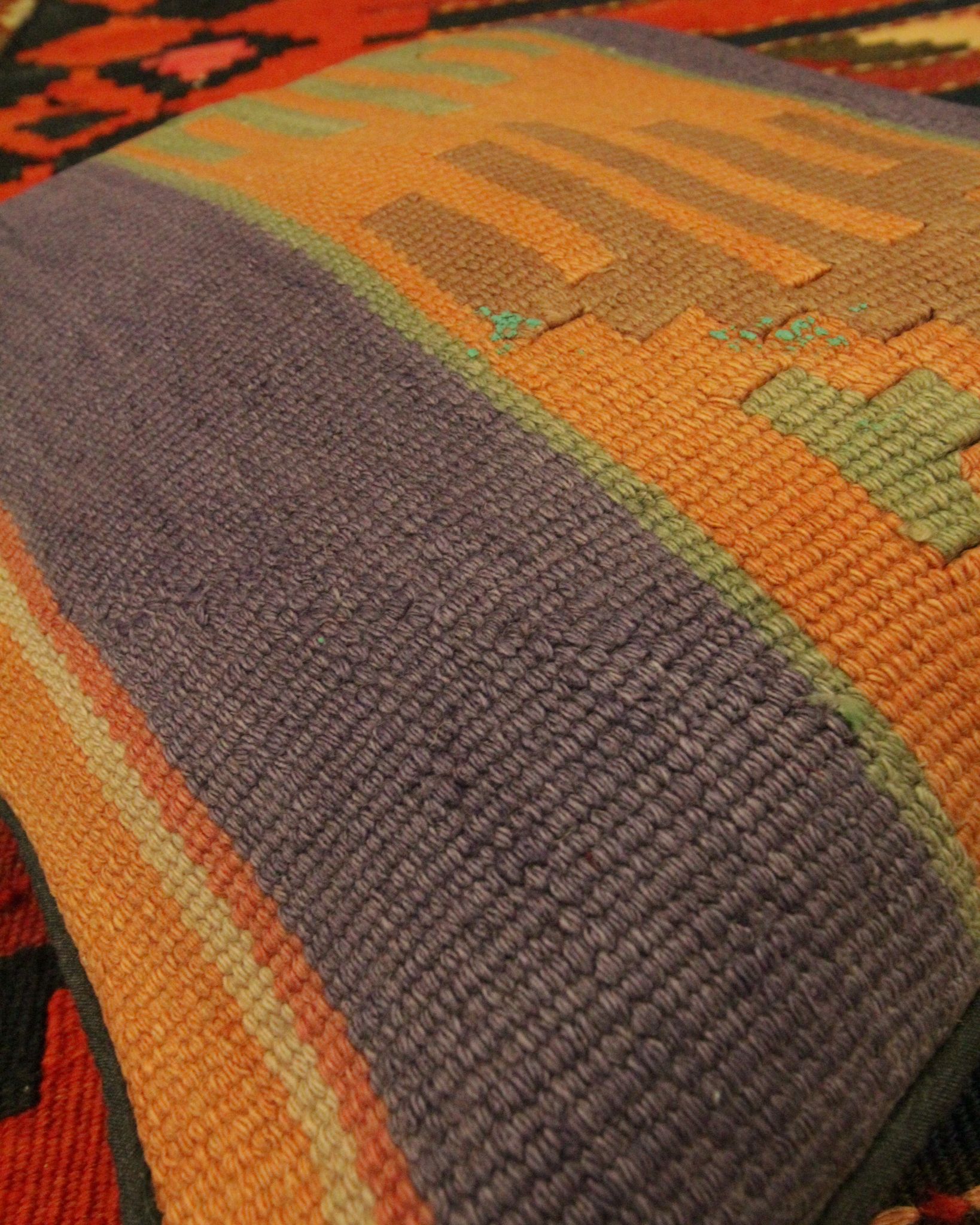 Housse de coussin Kilim rayé fait à la main 37x40cm