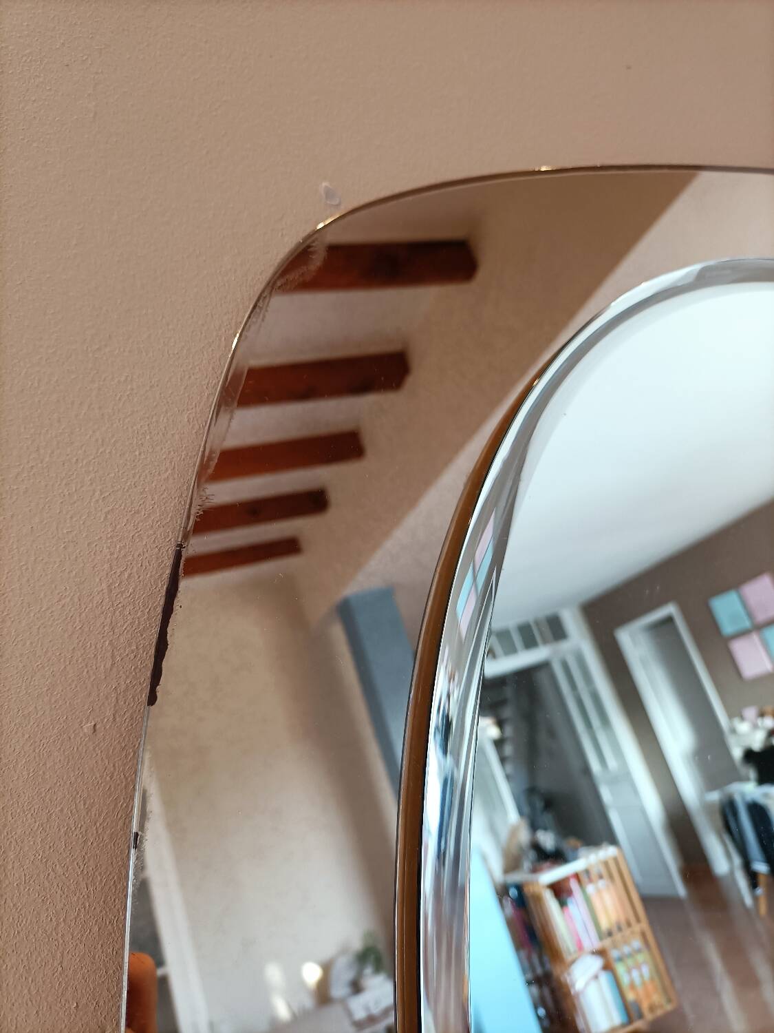 Vintage oval smoked glass mirror