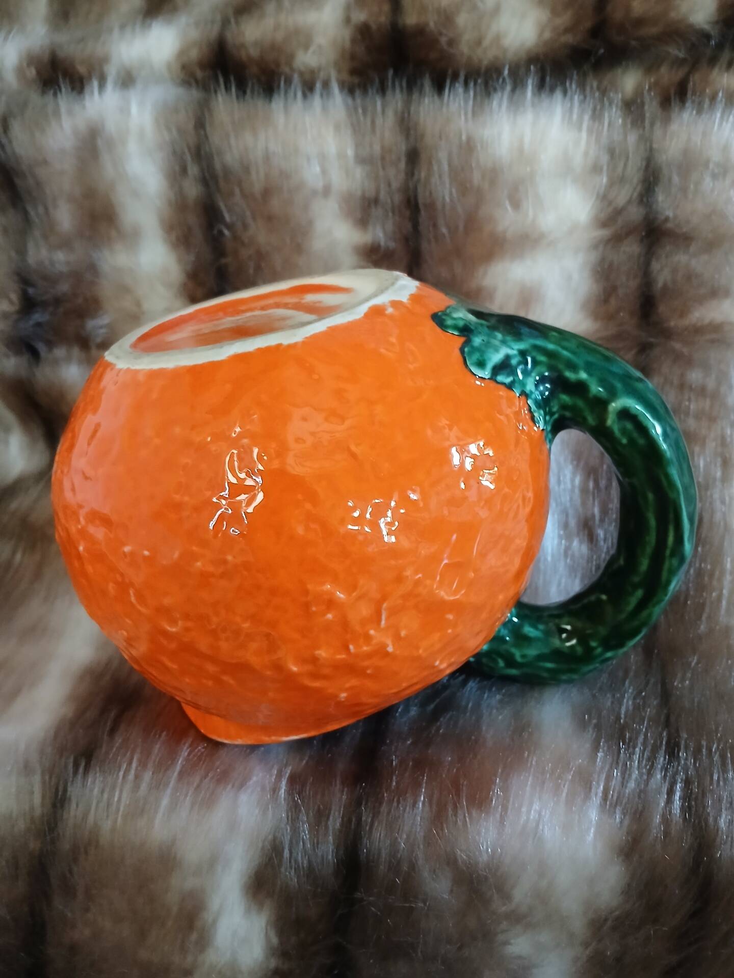 Jug / Carafe in orange barbotine shape