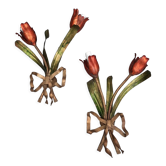 Italian polychroom metal flowers wall sconces