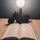 Vintage black ceramic motorcycle table lamp | Harley Davidson style