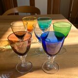 Set of seven colored glasses
