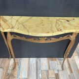 Console vintage en onyx et métal doré