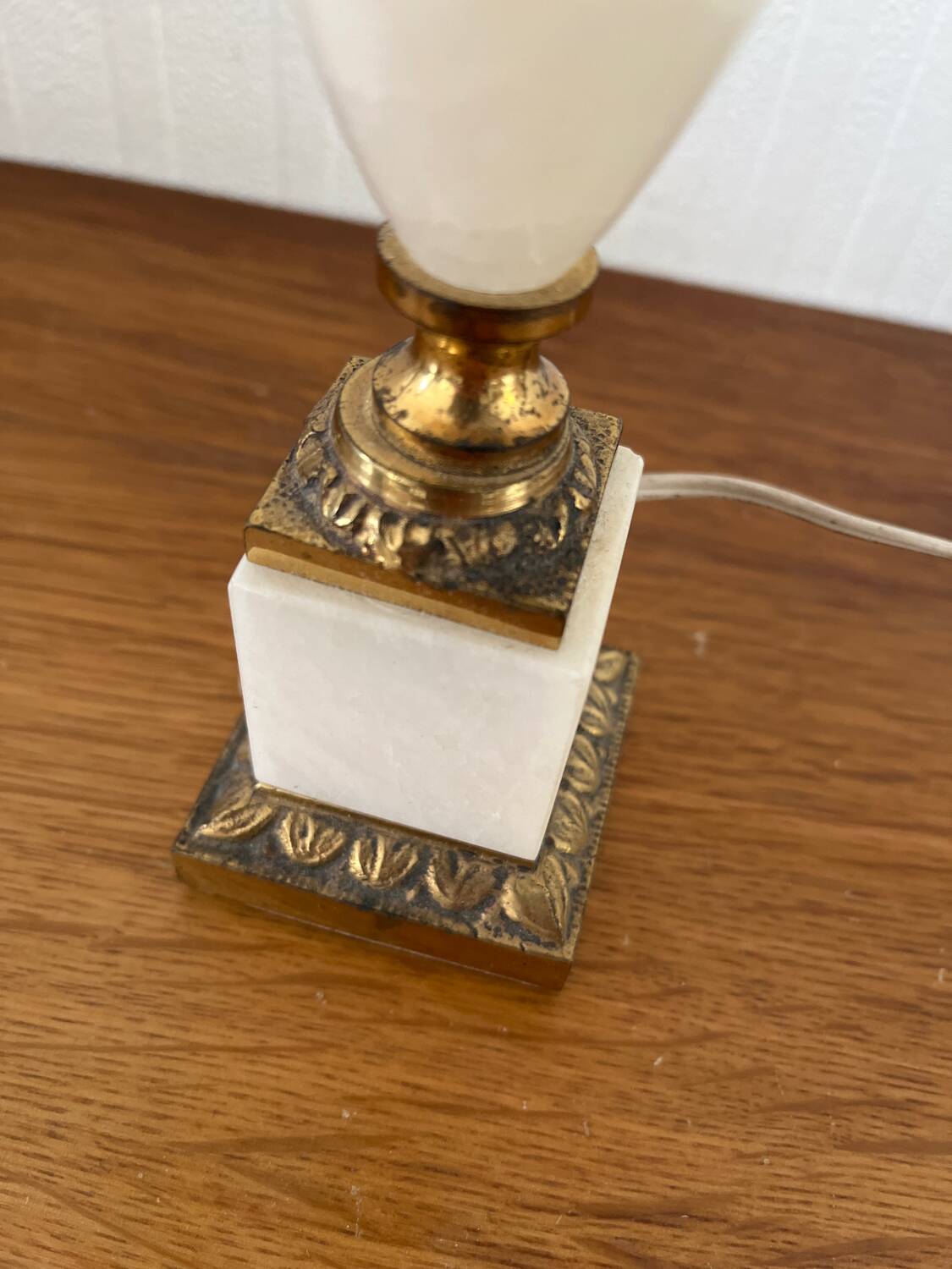 Vintage bedside lamp with marble base and gold metal
