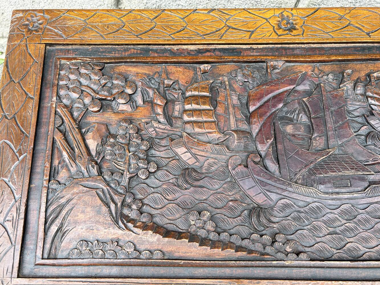 Large Chinese carved camphor wood chest from the 20s/30s