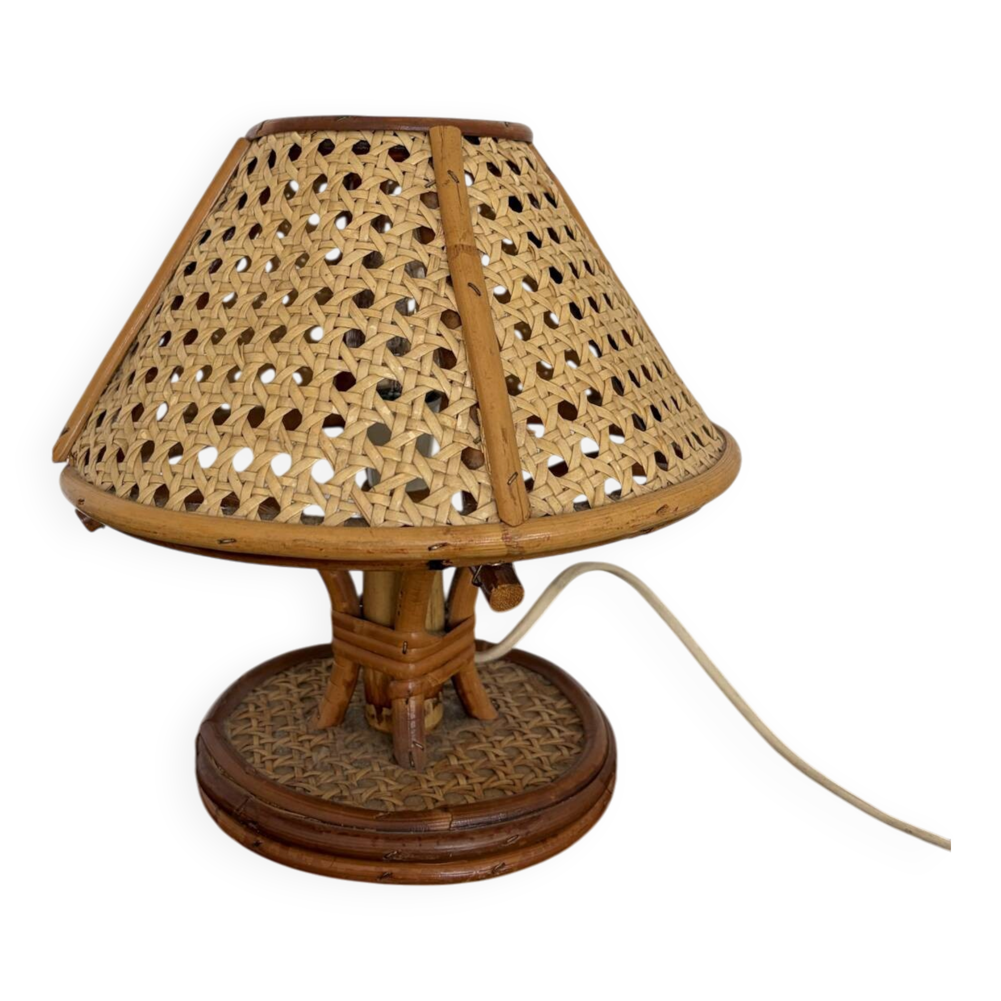 Vintage rattan caned lamp