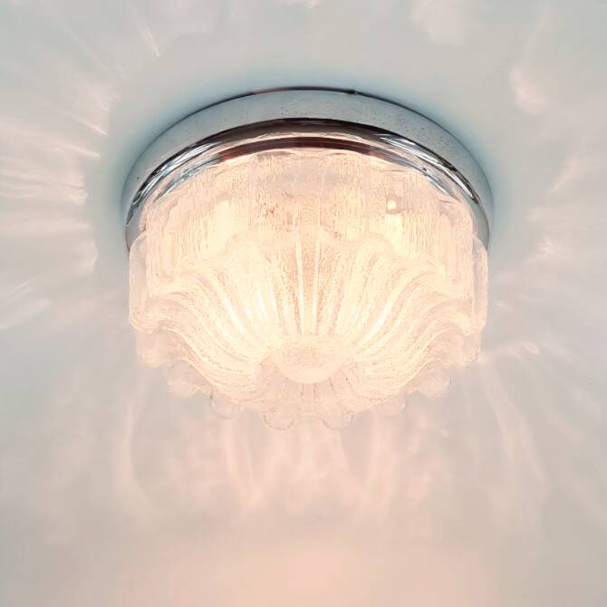 Large Mid-Century Flower Shaped Flush Mount or Ceiling Lamp from Limburg, Germany, 1970s
