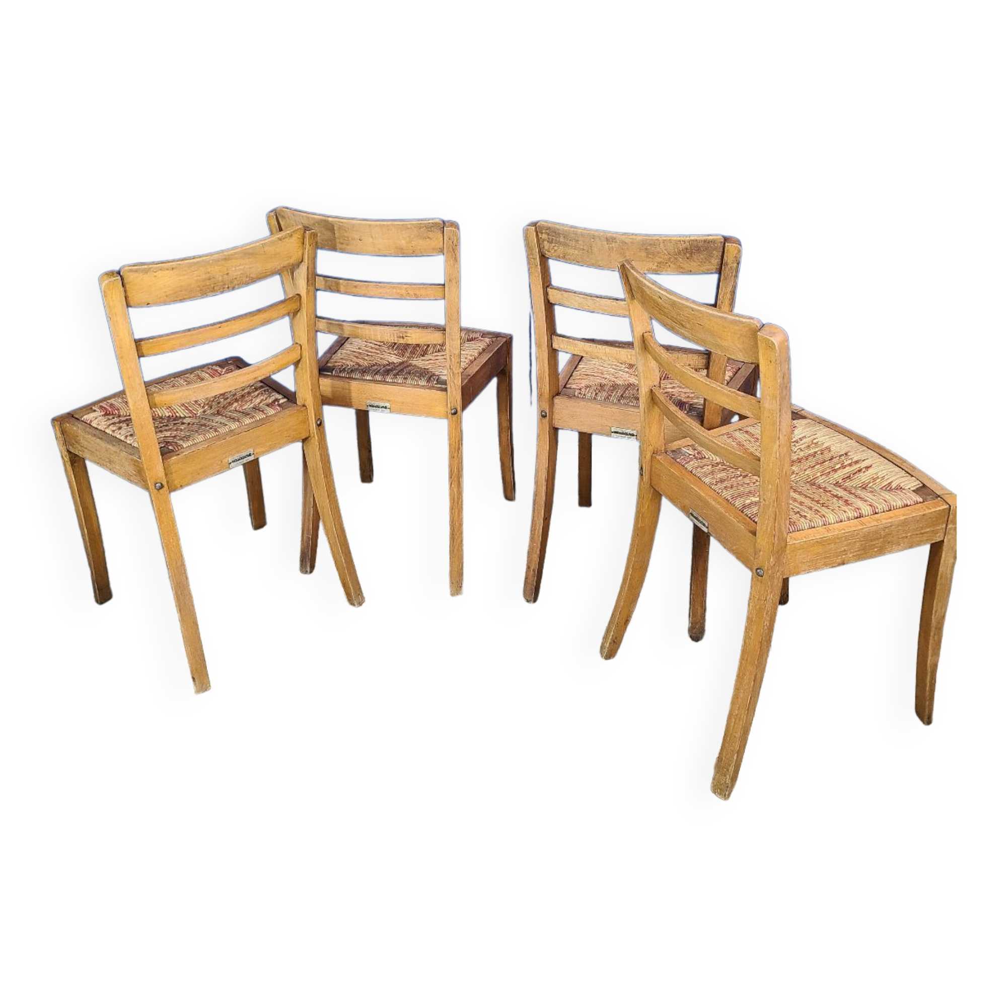 4 chairs of the Monobloc brand around 1950. Color mulching
