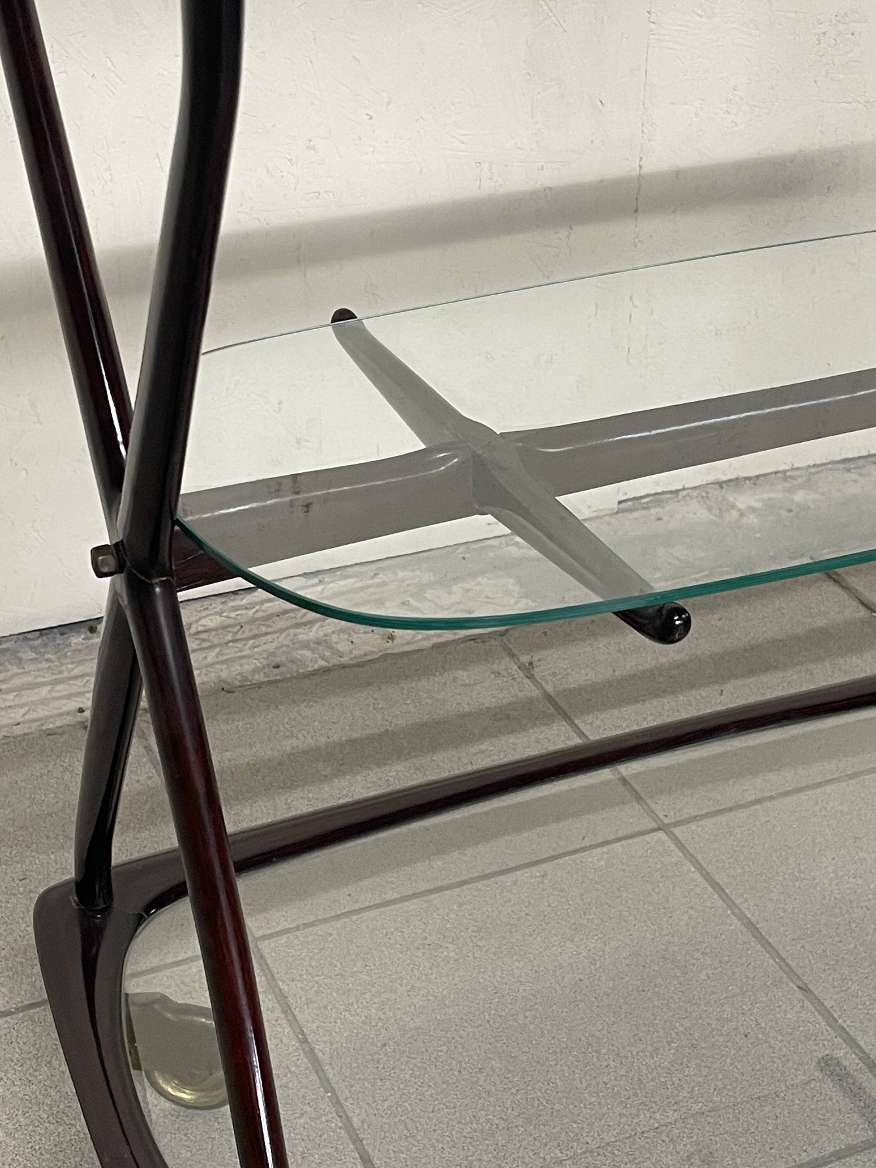 Cesare Lacca 1950 Italian Bar Cart with Brass Wheels