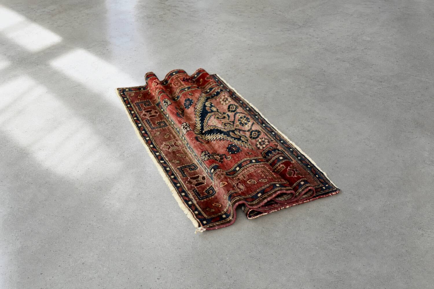 Vintage Hand-Woven Middle Eastern Oriental Hamadan Kamse Rug, 1960s
