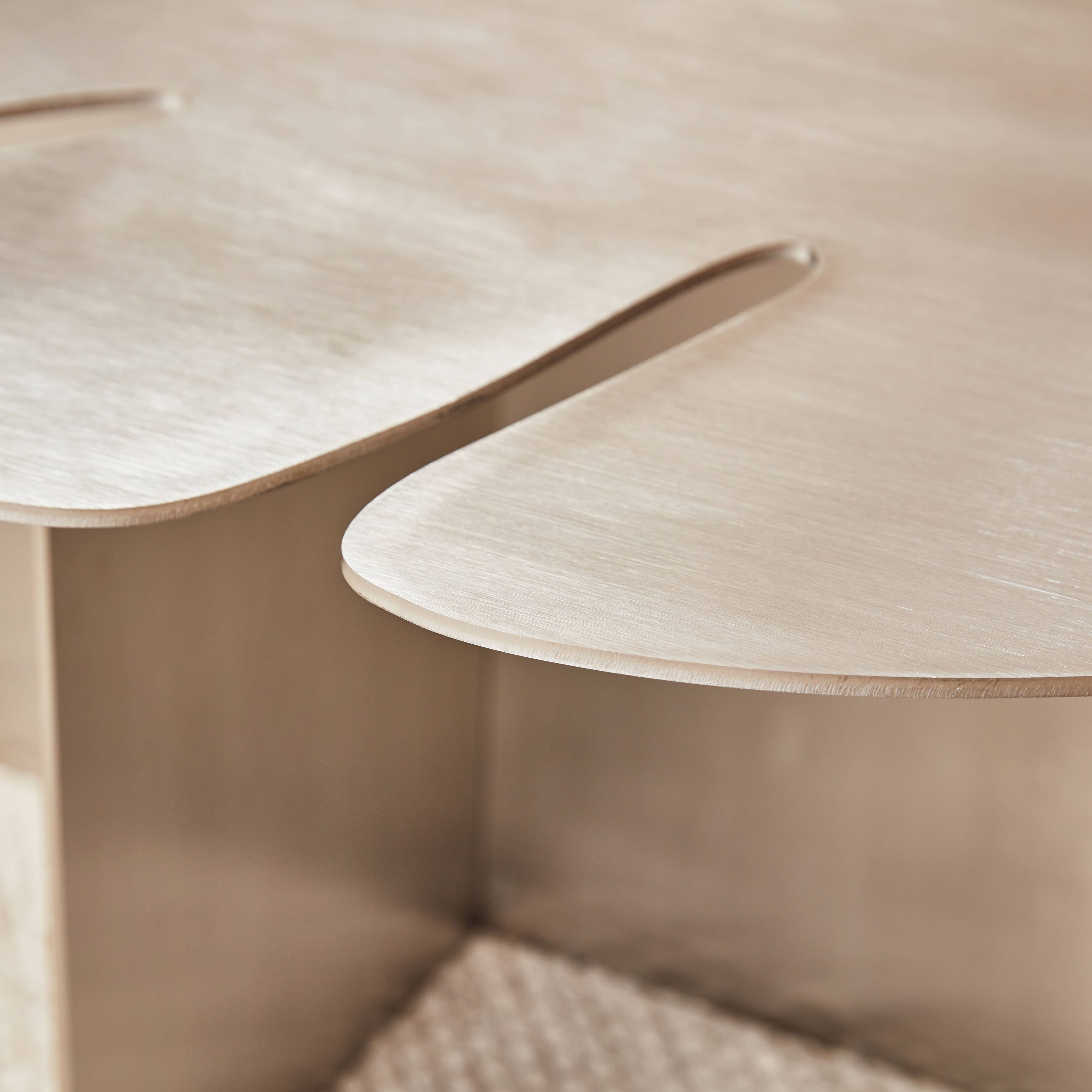 Table basse feuille Monstera – Acier inox brossé – Design sculptural
