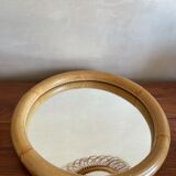 Large round rattan mirror 44cm