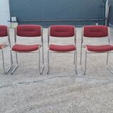 Set of 6 wool and chrome chairs from the 70s
